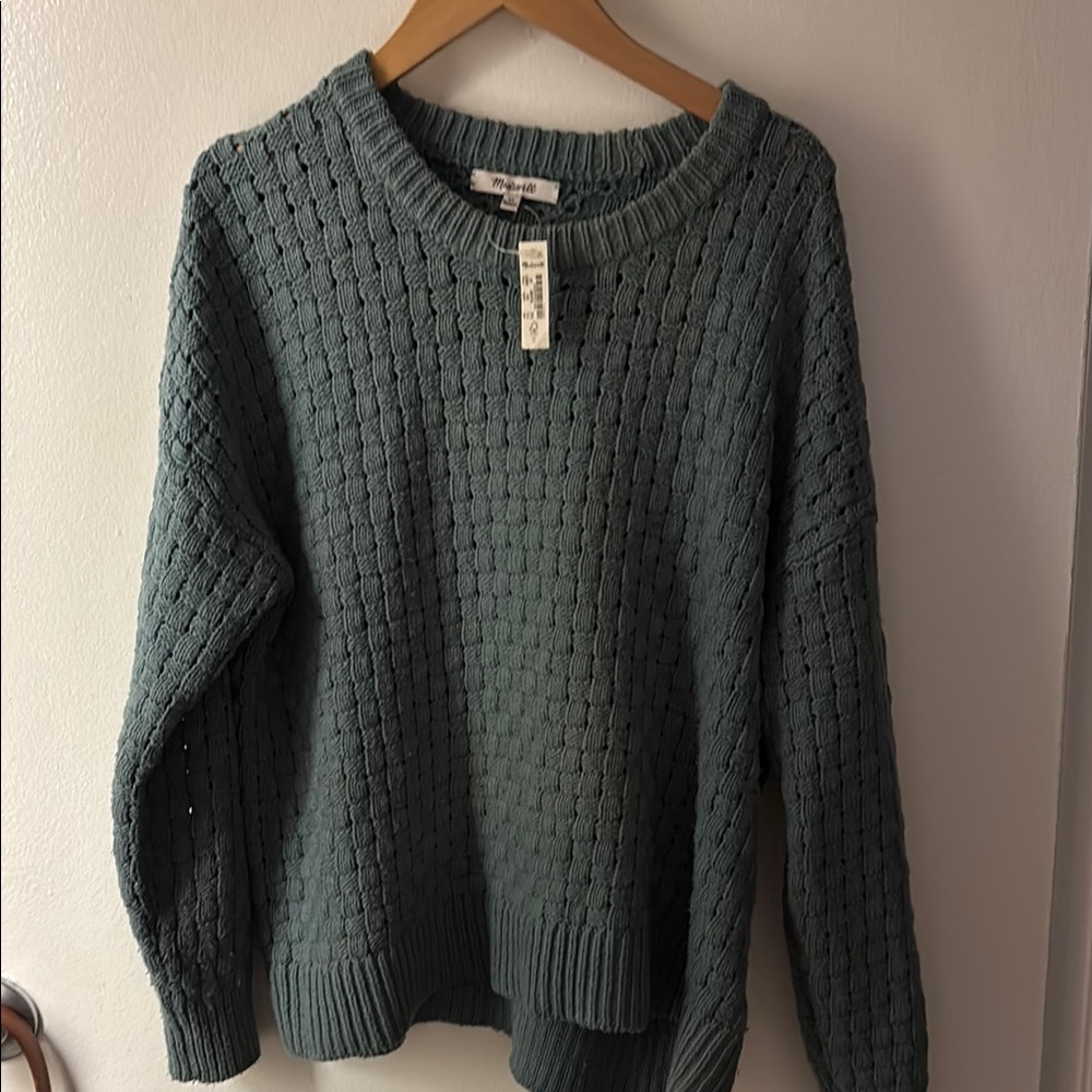 Madewell basket weave Sweater in ocean  oversized